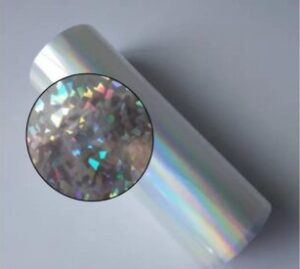 ROLLO POLIPROPILENO HOLOGRAFICO VIDRIO ROTO 33 CMTS X 150 MTS CONO 1 PULGADA